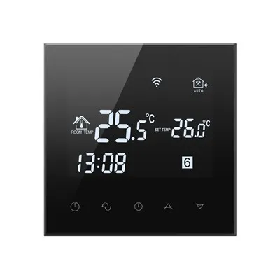 Thermostat de chauffage au sol programmable avec écran en verre noir TGT70